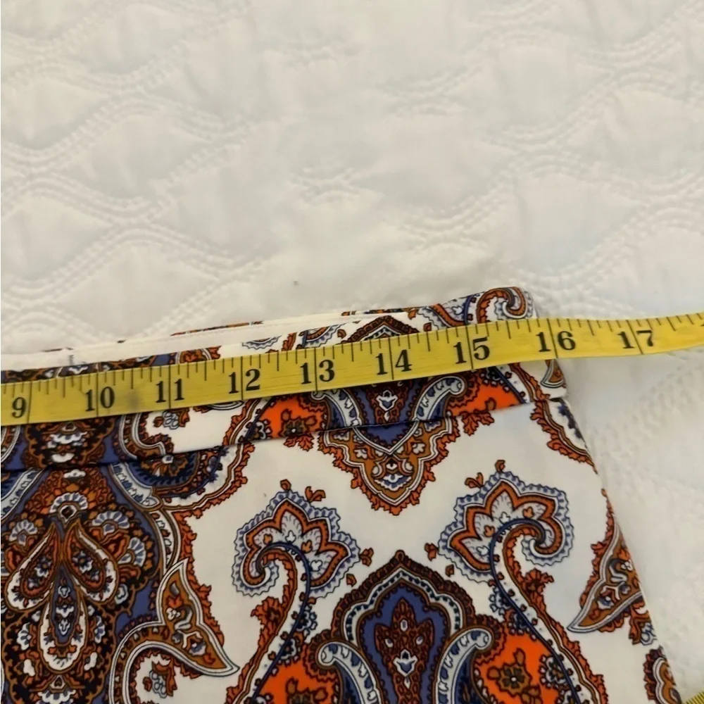 J. Crew Ivory, Purple & orange paisley skirt with stretch Sz-8 - Picture 4 of 6